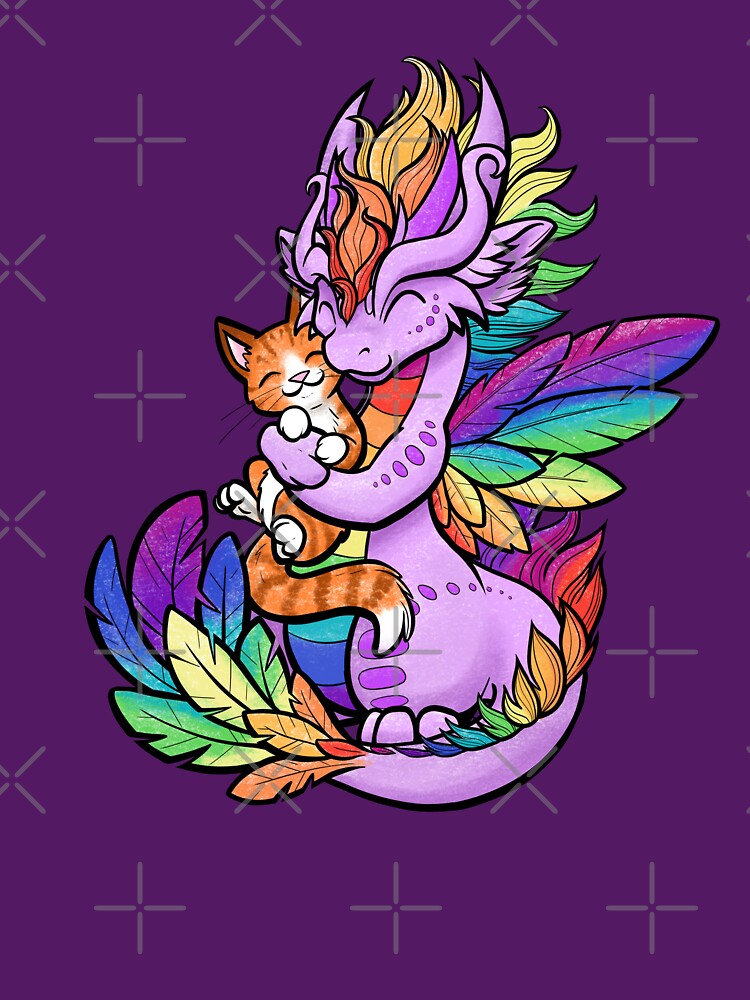 Rainbow Dragon with Kitty Friend by Dragons and Beasties T-Shirts, Hoodie, Sweatshirt | BlankRebels.com (Image 3)