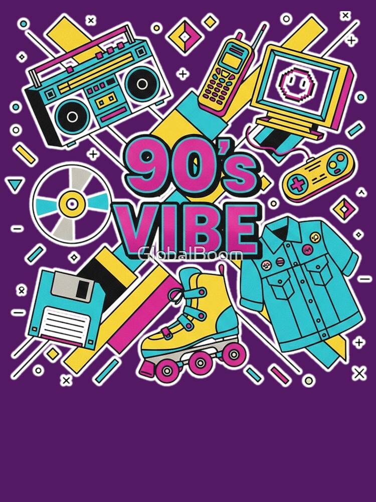 90s Nostalgia Vibes – Retro Symbols, Icons & Memories of the 1990s by GlobalBoom T-Shirts, Hoodie, Sweatshirt (Image 3)