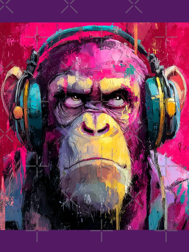 Dj Monkey Thinker Pensive Baboon With Headphones Art by GrinGalore T-Shirts, Hoodie, Sweatshirt | BlankRebels.com (Image 3)