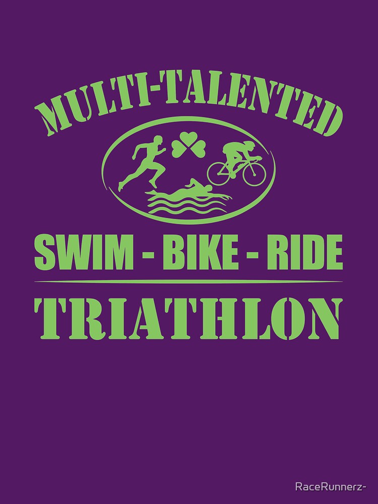 Multi-Talented Swim Bike Triathlon - Running Triathlete Quotes -  Green, Violet, White - Marathoner Gift,... (Image 3)