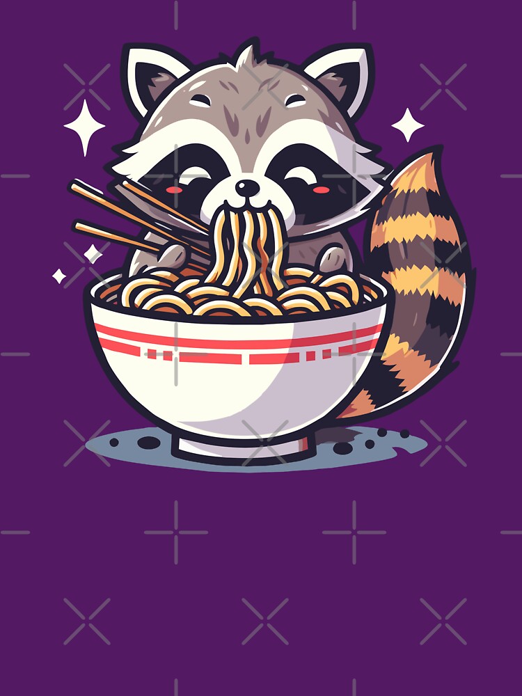 Cozy Raccoon Noodle Feast - Cute Animal Art by Designowner T-Shirts, Hoodie, Sweatshirt | BlankRebels.com (Image 3)