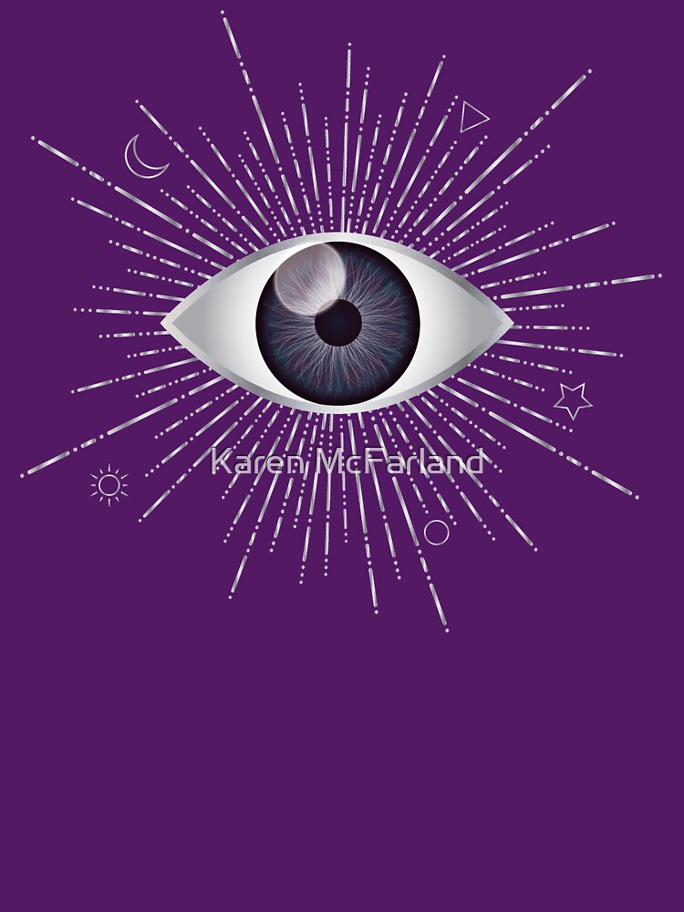 Purple Evil Eye Silver Eyelashes Sun Moon Star Triangle Circle Nazar Mati Protection Talisman by Karen... (Image 3)