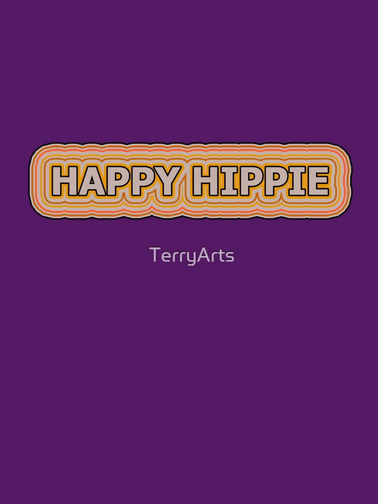 Happy Hippie Words Earthy Tones Hippie Vibes Retro Lines 3 of 4 by Beachy T-Shirts, Hoodie, Sweatshirt (Image 3)