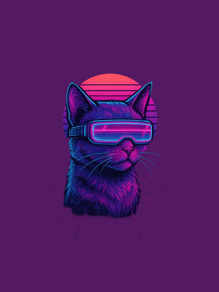 Vaporwave Cyber Cat – Neon Futuristic Streetwear Design by PadreNova T-Shirts, Hoodie, Sweatshirt | BlankRebels.com (Image 3)