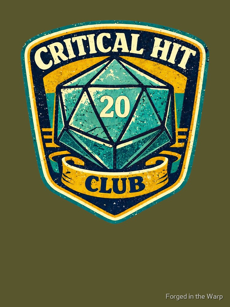 Critical Hit Club D20 Badge Shirt – Natural 20 Tabletop RPG Gamer Design by Forged in the Warp Hoodie, Sweatshirt (Image 3)