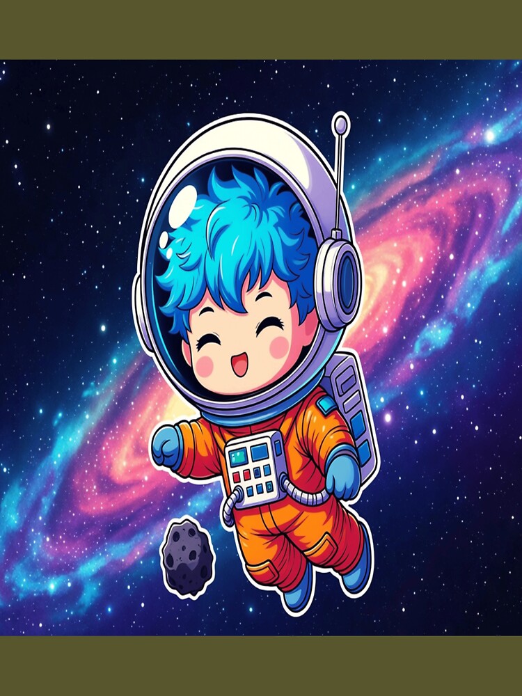 Fluffy Blue Hair Astronaut Space Sticker Chibi by NovaDigitalArt45 T-Shirts, Hoodie, Sweatshirt | BlankRebels.com (Image 3)