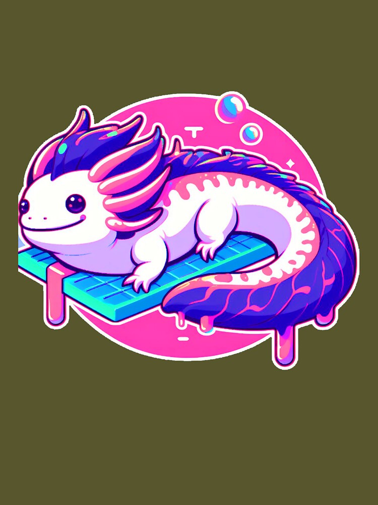 Cute Axolotl chilling vaporwave style by Mr Pyuku T-Shirts, Hoodie, Sweatshirt | BlankRebels.com (Image 3)