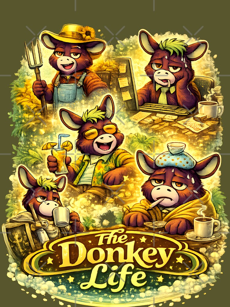 Funny Life of Donkey Cartoon with text "The Donkey Life" | Sarcastic Human Mind Humor Illustration | Relatable... (Image 3)