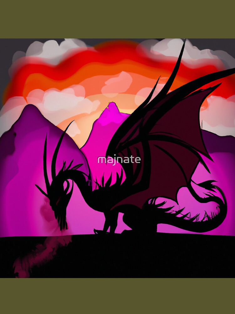 Dragon's Fury: A dragon unleashes its fiery breath against the rugged mountainous terrain and vibrant hues of a... (Image 3)