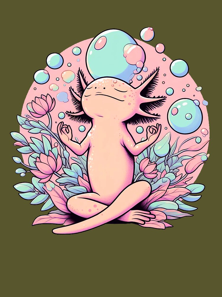 Cute retro axolotl doing yoga underwater by Mr Pyuku T-Shirts, Hoodie, Sweatshirt | BlankRebels.com (Image 3)