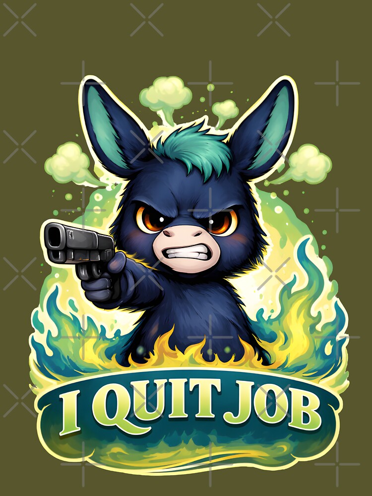 Funny Life of Donkey Cartoon with text "I Quit Job" | Sarcastic Human Mind Humor Illustration | Relatable Human... (Image 3)