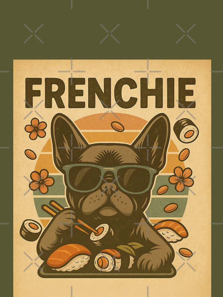 Vintage French Bulldog Eating Sushi by station-one T-Shirts, Hoodie, Sweatshirt | BlankRebels.com (Image 3)