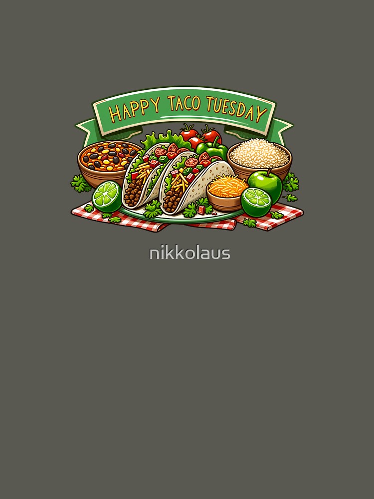 Happy Taco Tuesday with Green Banner and Yellow Text by nikkolaus