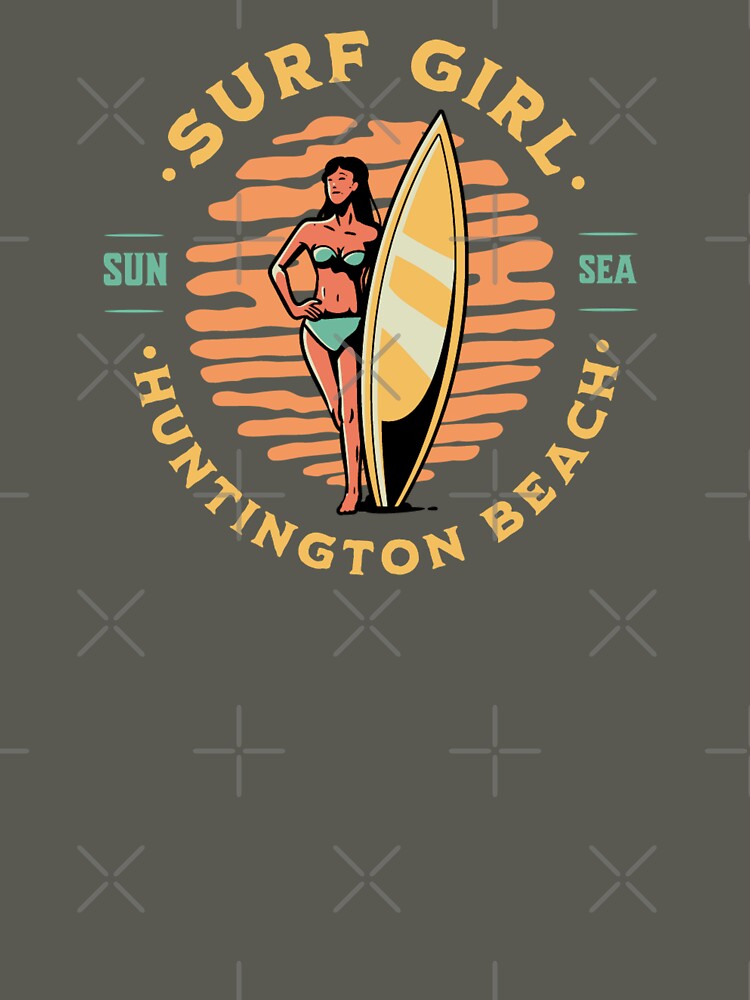 Surfer Girl Surfing Huntington Beach California by CattlettArt T-Shirts, Hoodie, Sweatshirt | BlankRebels.com (Image 3)