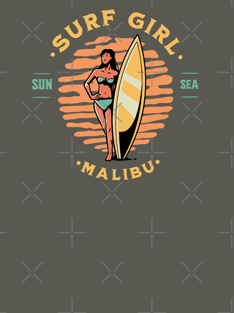 Surfer Girl Surfing Malibu California by CattlettArt T-Shirts, Hoodie, Sweatshirt | BlankRebels.com (Image 3)