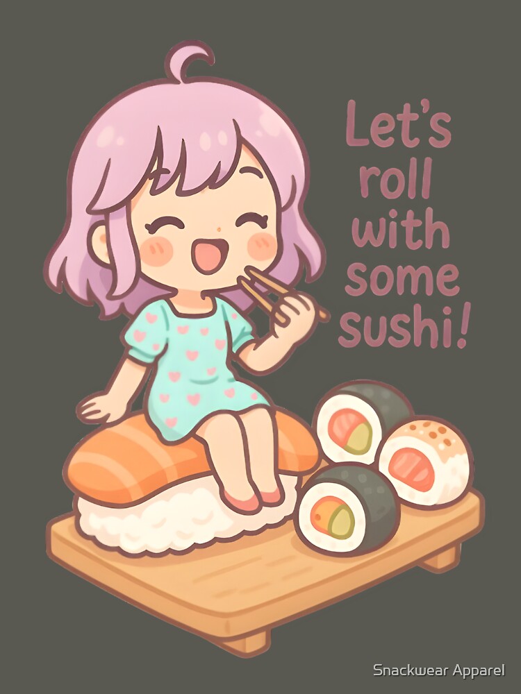 Let’s Roll with Some Sushi – Kawaii Chibi Sushi Lover Art by Snackwear Apparel T-Shirts, Hoodie, Sweatshirt (Image 3)