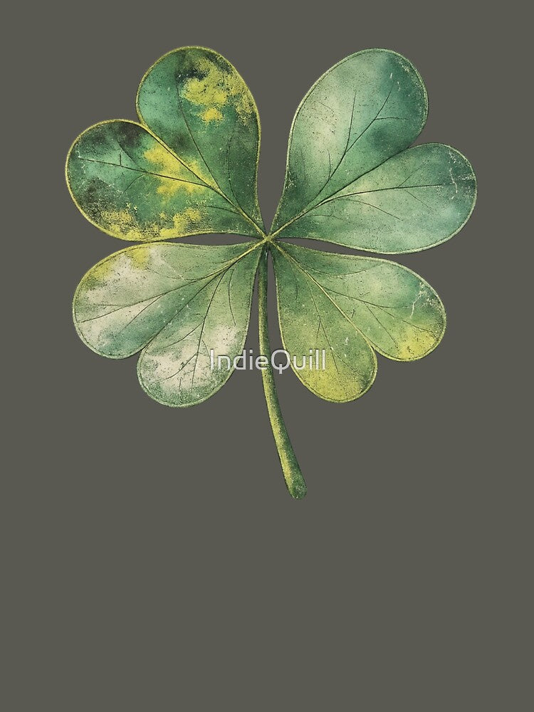 Vintage Distressed Four Leaf Clover – Archival Botanical Streetwear Graphic by IndieQuill T-Shirts, Hoodie,... (Image 3)