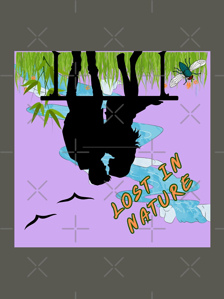 Lost in Nature – Peaceful Reflection Silhouette Art | Nature Lover Illustration by NilofaDesigns T-Shirts,... (Image 3)