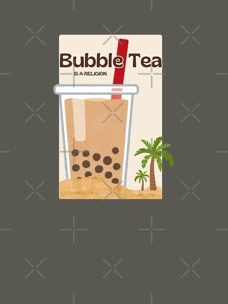 Bubble Tea | Bubble Tea Is A Religion – Giant Boba on Tropical Beach Milk Tea Design by liveinbeauty T-Shirts,... (Image 3)