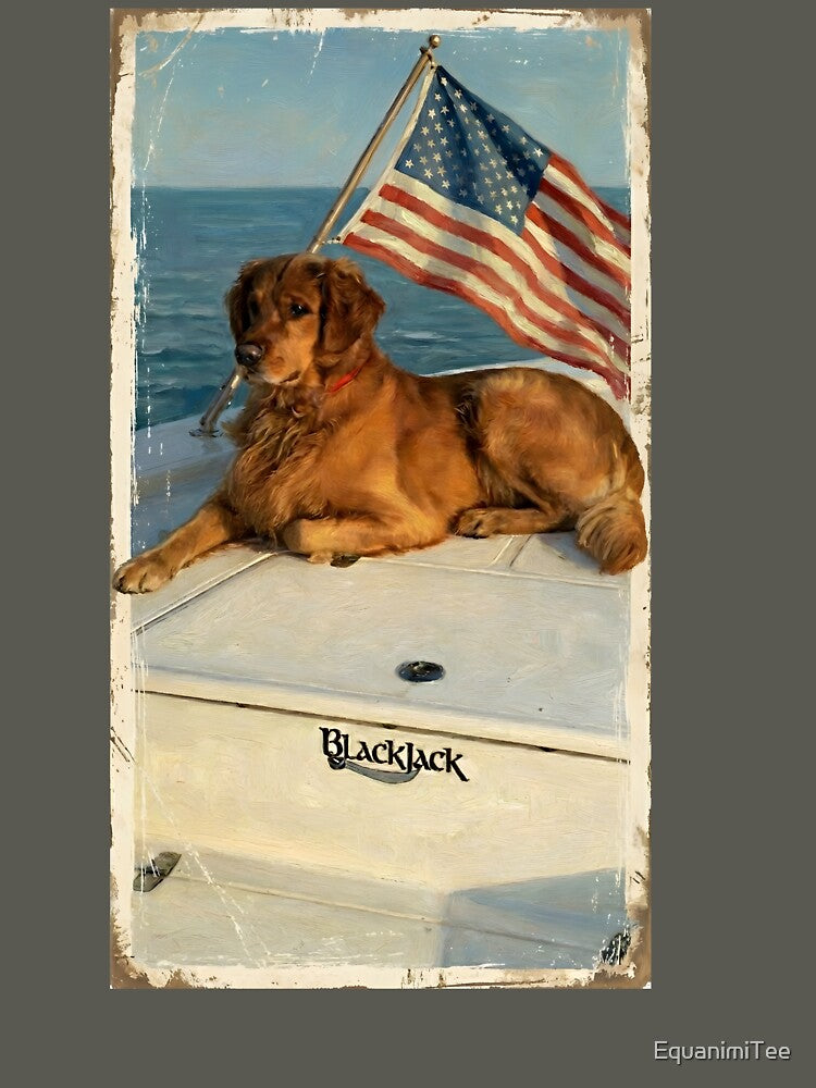 Patriotic Golden Retriever American Flag Boat by EquanimiTee T-Shirts, Hoodie, Sweatshirt | BlankRebels.com (Image 3)