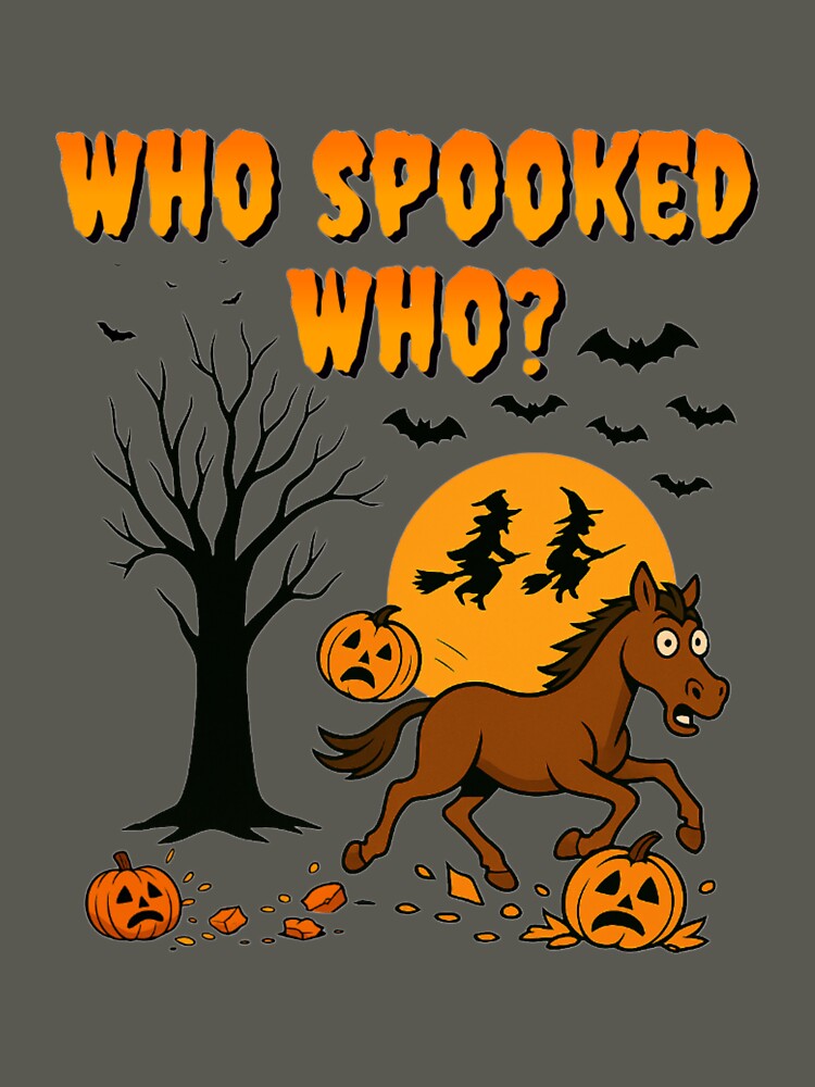 Who Spooked Who? – Halloween Spooky Horse & Pumpkin Graphic Gift, Funny Wild West Equestrian by MagicShop3000... (Image 3)