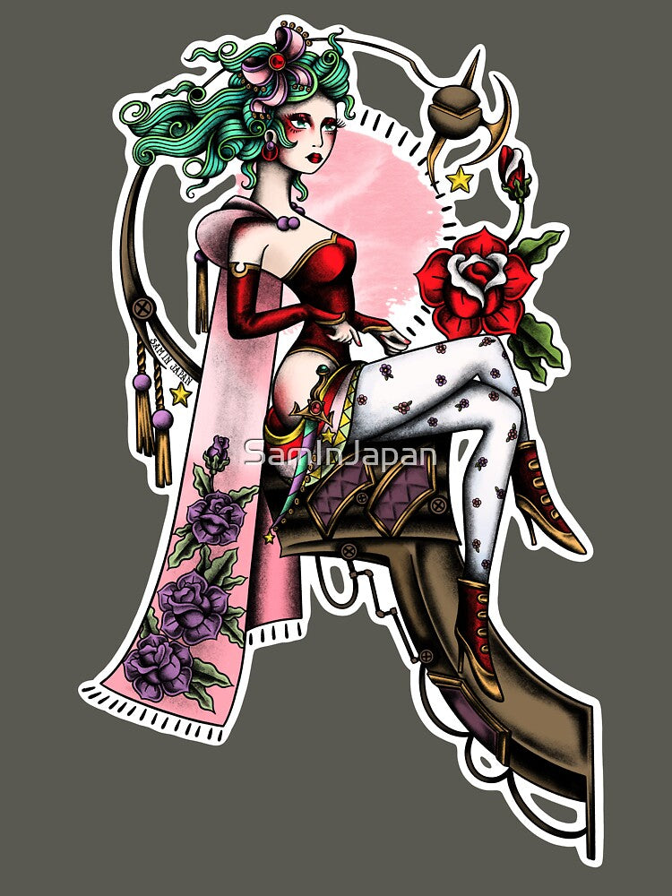 Terra from Final Fantasy 6 (FFVI) in American Traditional Tattoo Portrait Style by SamInJapan T-Shirts, Hoodie,... (Image 3)