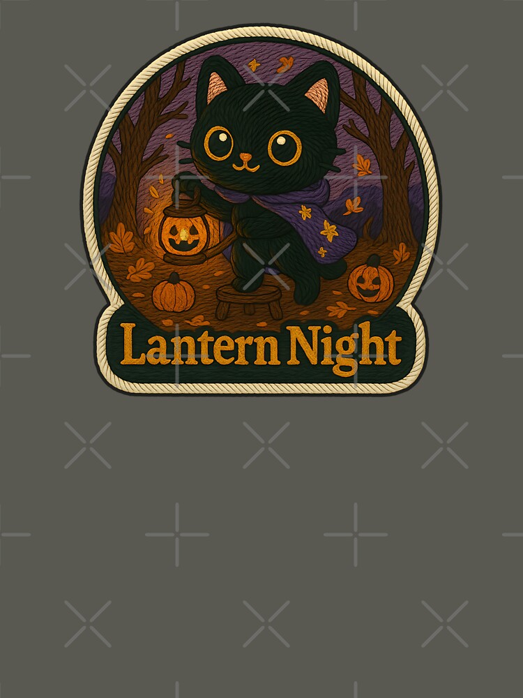 Halloween Cat Lantern Night Embroidery | Cute Black Cat with Jack-o’-Lantern by Nuist25 T-Shirts, Hoodie,... (Image 3)