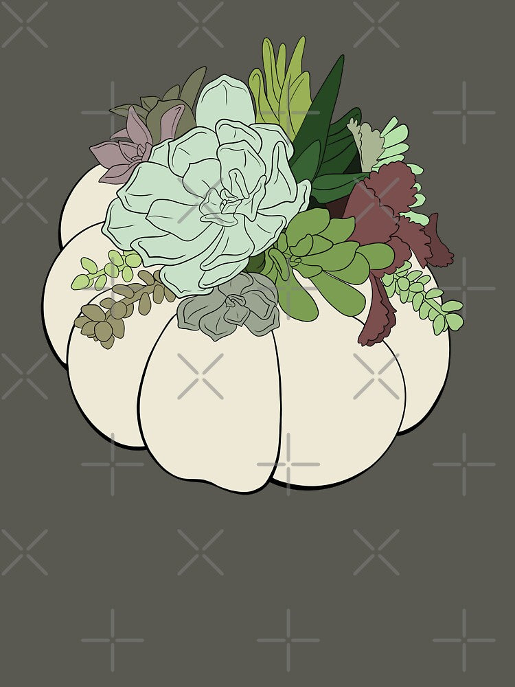 Minimalistic White Succulent Pumpkin by Lady-Lilac T-Shirts, Hoodie, Sweatshirt | BlankRebels.com (Image 3)