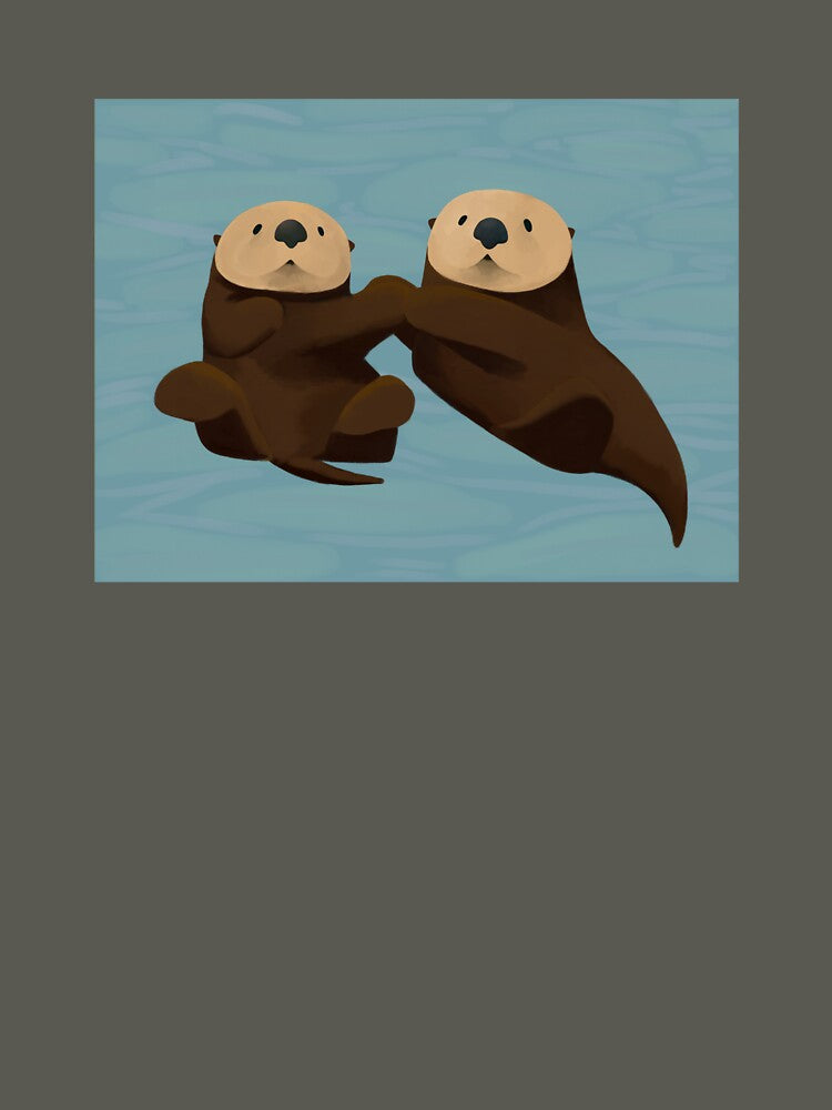 Sweet Sea Otters holding hands (with complete background) by Sage8 T-Shirts, Hoodie, Sweatshirt | BlankRebels.com (Image 3)