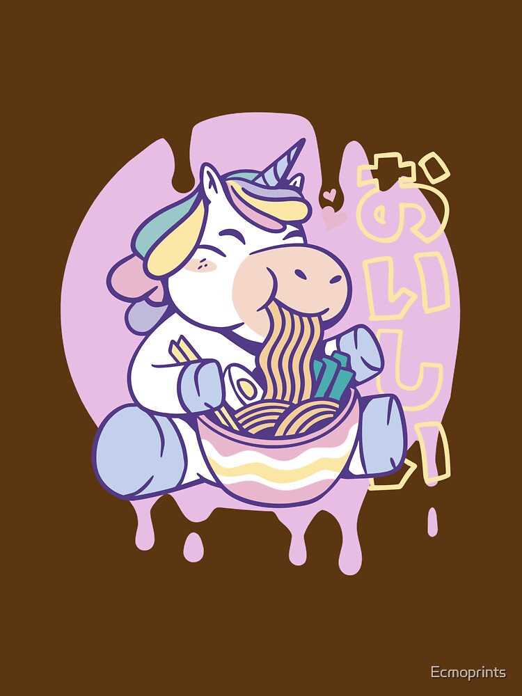 Funny kawaii unicorn with ramen noodles by Ecmoprints T-Shirts, Hoodie, Sweatshirt | BlankRebels.com (Image 3)