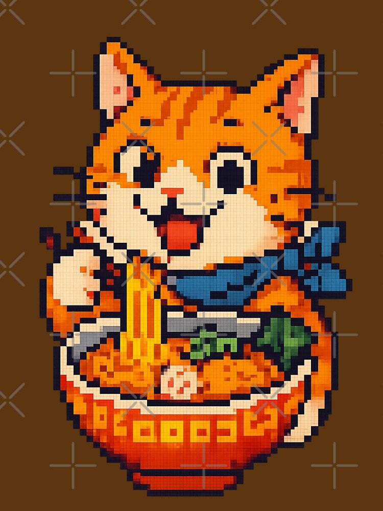 Pixel Art Ramen Cat – Kawaii 8-Bit Retro Gamer Aesthetic by AvalonTshirts T-Shirts, Hoodie, Sweatshirt (Image 3)