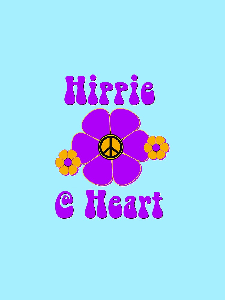 Hippie At Heart Peace Sign Flower Design Flower Power - Cool Gifts For Cool People by artandsoul38 T-Shirts,... (Image 2)