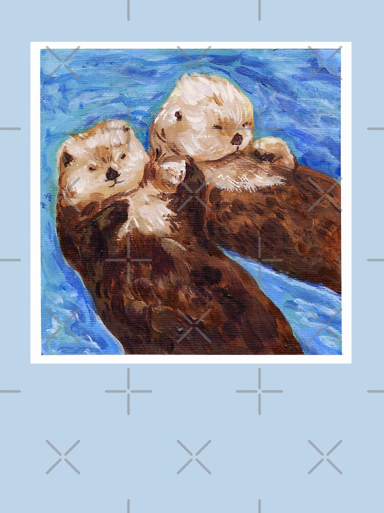 Cute Happy Otters Acrylic Painting | Animal Lovers by JoyfulStarArt T-Shirts, Hoodie, Sweatshirt | BlankRebels.com (Image 3)