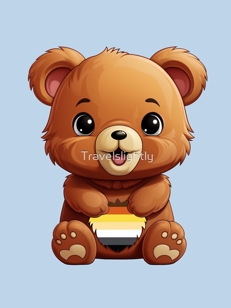 Cute Pride Flag Bear, Subtle Kawaii Gay Bear Design by Travelslightly T-Shirts, Hoodie, Sweatshirt (Image 3)