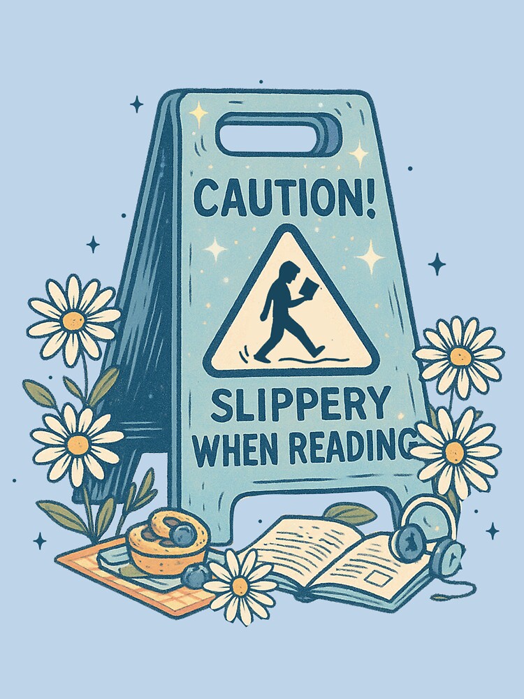 Caution: Slippery When Reading – Funny Book Lover Aesthetic Design by SirensSageStone T-Shirts, Hoodie, Sweatshirt (Image 3)