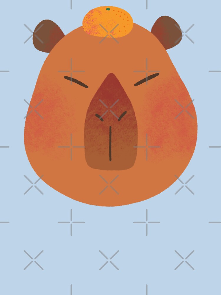 Cute Fluffy Brown Capybara with a Mandarin on Its Head by Yulia Saraswati T-Shirts, Hoodie, Sweatshirt (Image 3)