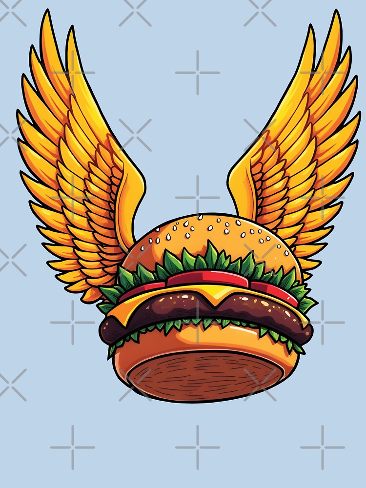 Flying Burger with Golden Wings: Magical Comic-Style Art by WAUZ T-Shirts, Hoodie, Sweatshirt | BlankRebels.com (Image 3)