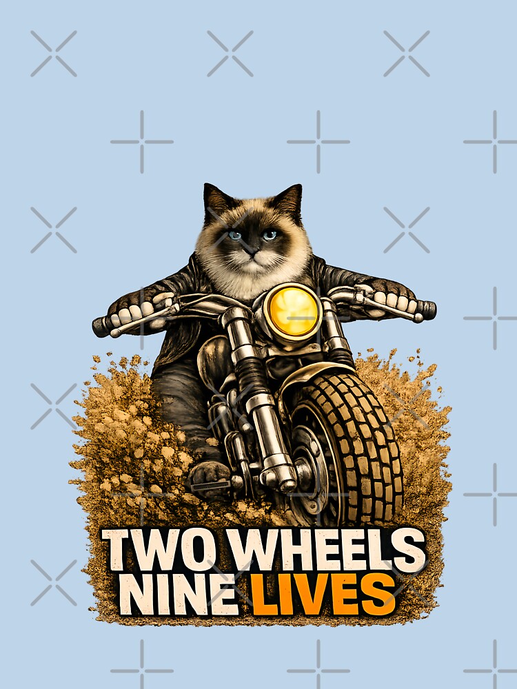 Birman Cat Motorcycle Art – Two Wheels Nine Lives Biker Cat Print Design by PixelsPaws T-Shirts, Hoodie, Sweatshirt (Image 3)