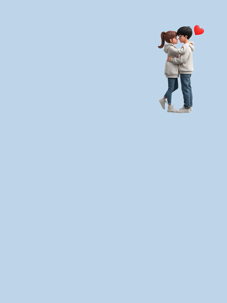 Ilustrație 3D în stil Zepeto cu un cuplu care se îmbrățișează și o inimă by PixelVibe782 T-Shirts, Hoodie,... (Image 3)