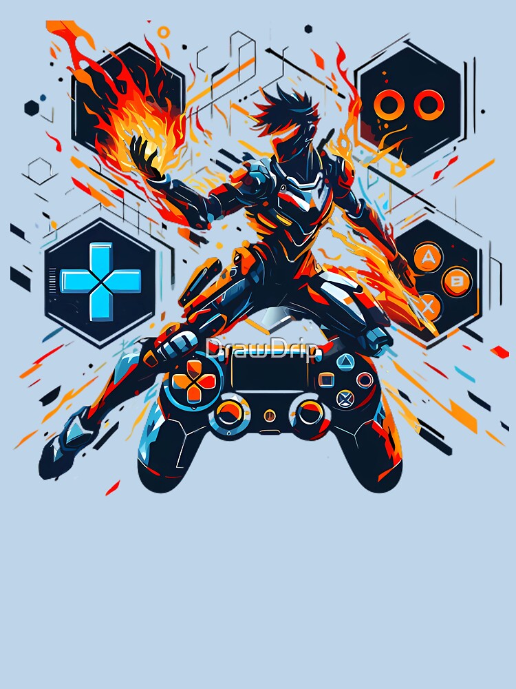 PlayStation Gaming Hero Fire Controller Art by DrawDrip