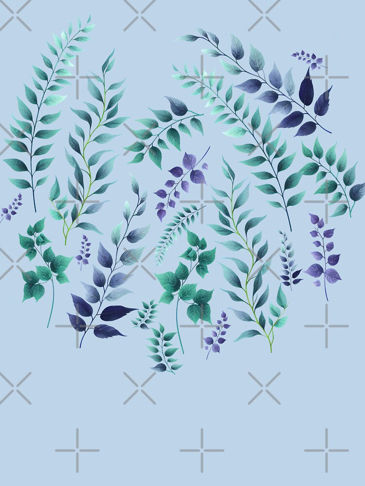 Greenery Botanical Print Purple Teal by SilverPegasus T-Shirts, Hoodie, Sweatshirt | BlankRebels.com (Image 3)