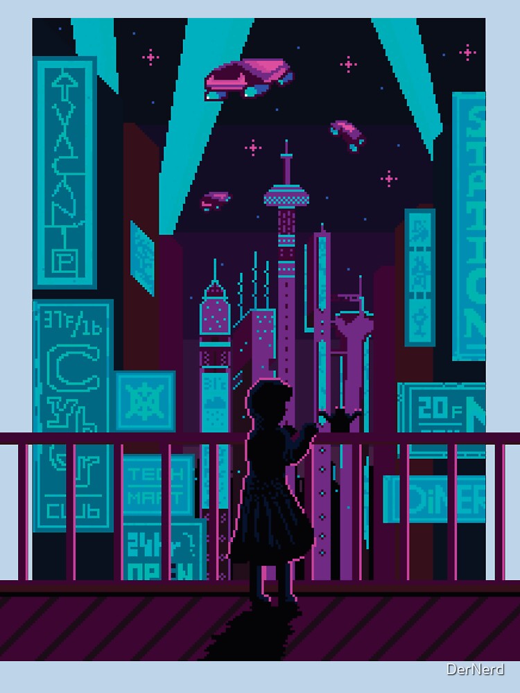 Synthwave Retrowave Pixel Art Vaporwave Outrun by DerNerd T-Shirts, Hoodie, Sweatshirt | BlankRebels.com (Image 3)