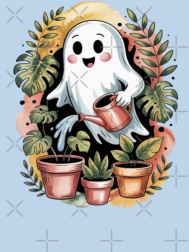 Plant Mom Ghost Shirt Watercolor Tattoo Botanical Tee, Whimsical Gardening Ghost Unisex Tee, Sweatshirt and... (Image 3)