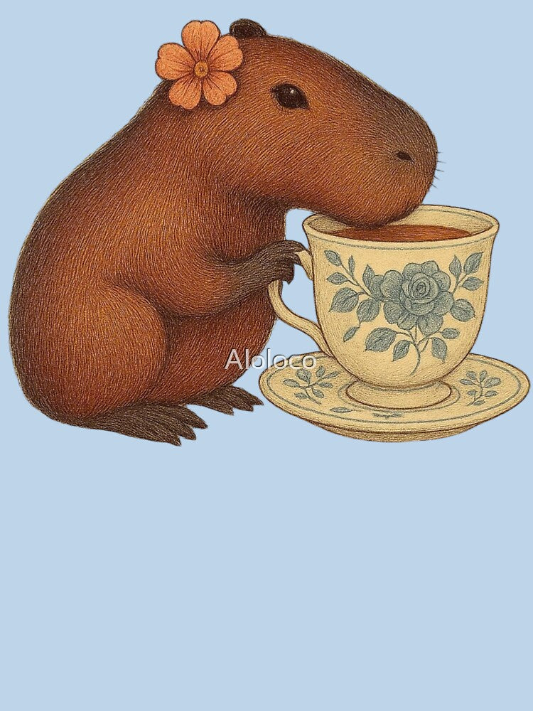 Cozy Capybara Drinking Tea – Cute Kawaii Animal by Aloloco T-Shirts, Hoodie, Sweatshirt | BlankRebels.com (Image 3)