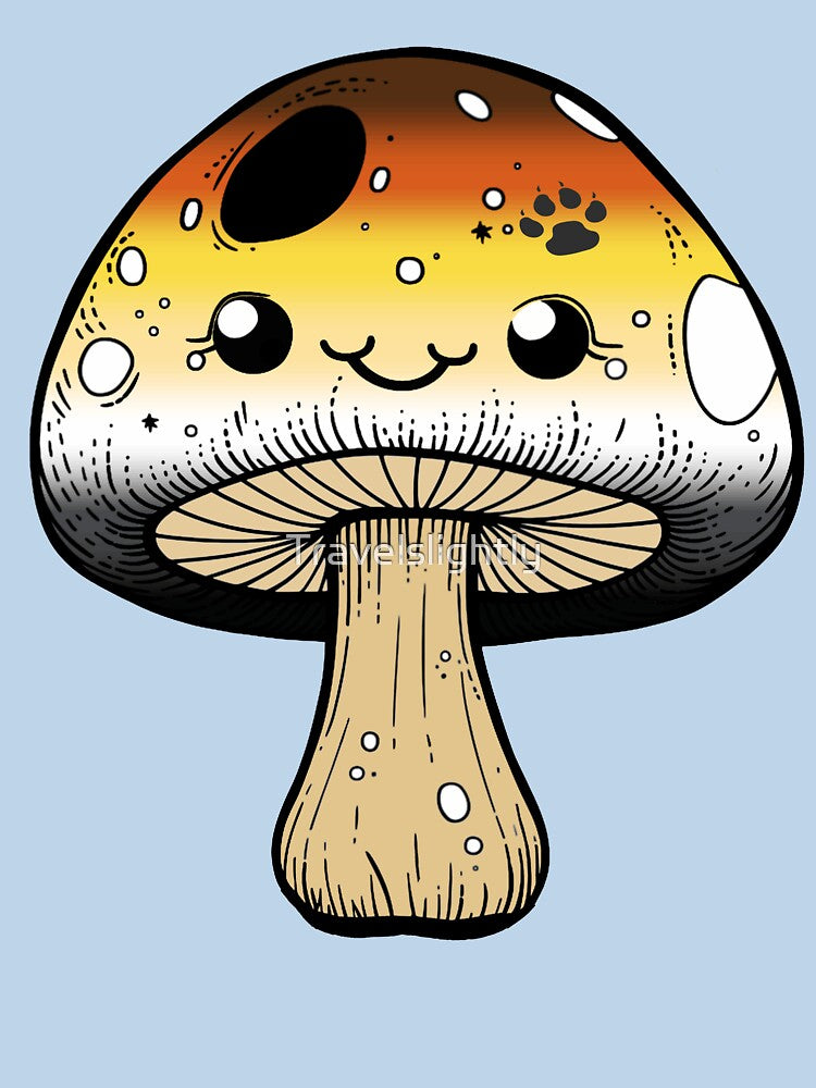 Cute Gay Bear Pride Flag Mushroom, Kawaii Bear Mushroom Design by Travelslightly T-Shirts, Hoodie, Sweatshirt (Image 3)