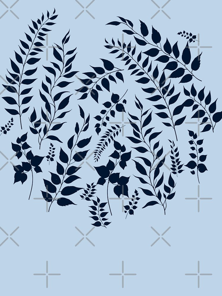 Greenery Botanical Print Navy Blue Leaves by SilverPegasus T-Shirts, Hoodie, Sweatshirt | BlankRebels.com (Image 3)