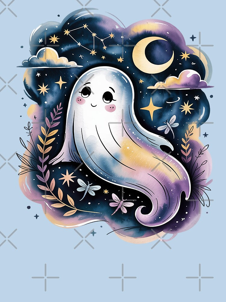 Stargazer Ghost TShirt Celestial Watercolor Tattoo Tee, Dreamy Night Sky Aesthetic Top Unisex Tee, Sweatshirt... (Image 3)