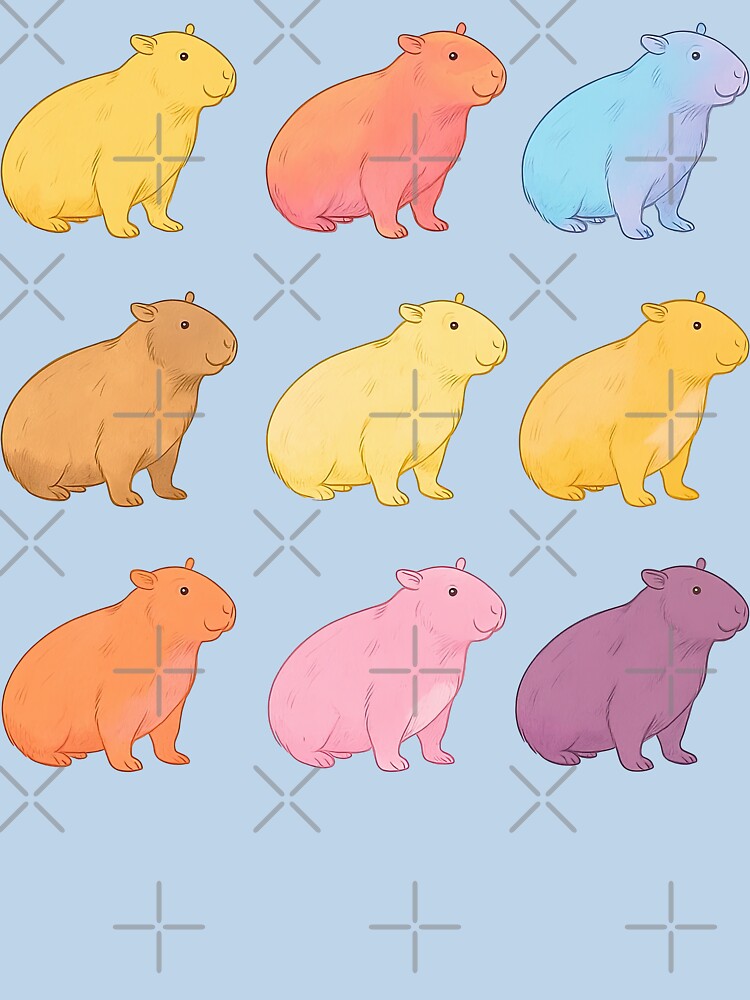 Colorful Capybara Illustration Grid by ArtfulWeave T-Shirts, Hoodie, Sweatshirt | BlankRebels.com (Image 3)