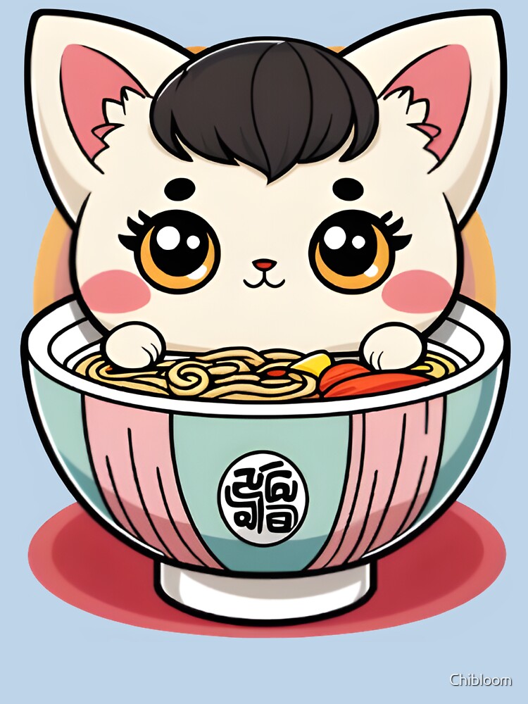 Cute Kawaii Ramen Cat Japanese Ramen Bowl Illustration by Chibloom T-Shirts, Hoodie, Sweatshirt | BlankRebels.com (Image 3)