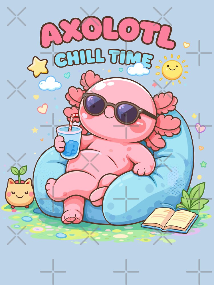 Cute Axolotl Chilling in Kawaii Funny Style by Sitchko T-Shirts, Hoodie, Sweatshirt | BlankRebels.com (Image 3)